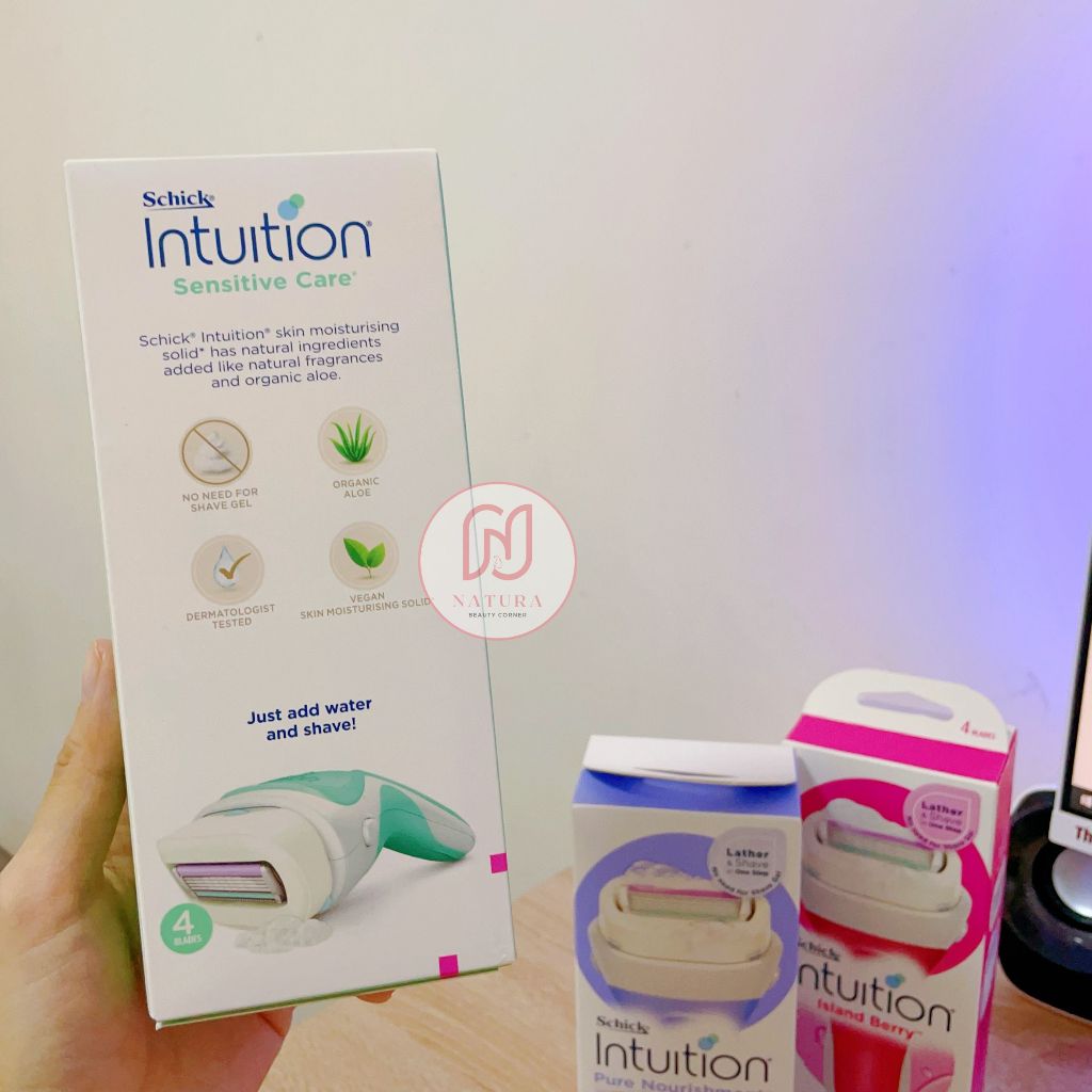 Bộ dao cạo cho nữ Schick intuition đầu bơ 1 cán + 2 đầu thay thế island berry/ pure nourishment/ sensitive c