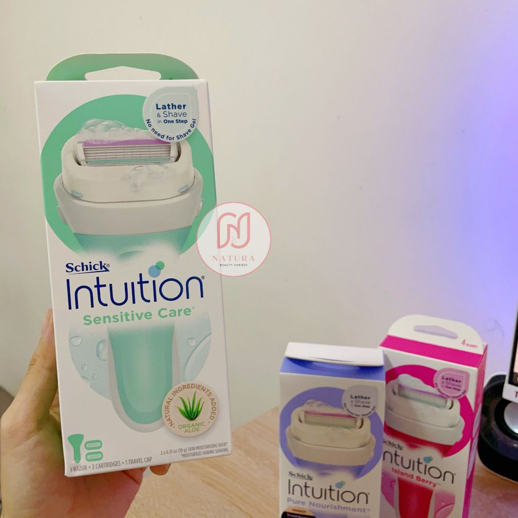 Bộ dao cạo cho nữ Schick intuition đầu bơ 1 cán + 2 đầu thay thế island berry/ pure nourishment/ sensitive c