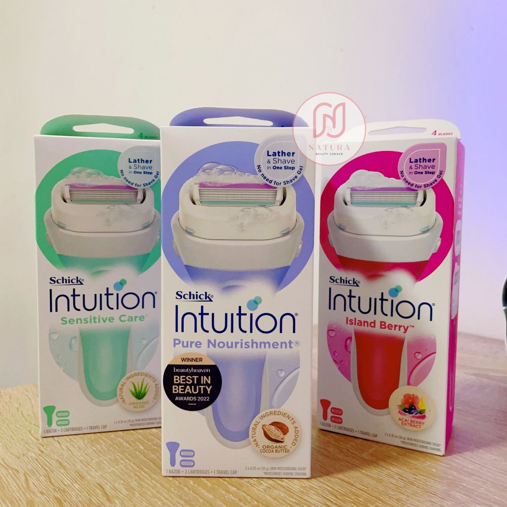 Bộ dao cạo cho nữ Schick intuition đầu bơ 1 cán + 2 đầu thay thế island berry/ pure nourishment/ sensitive c