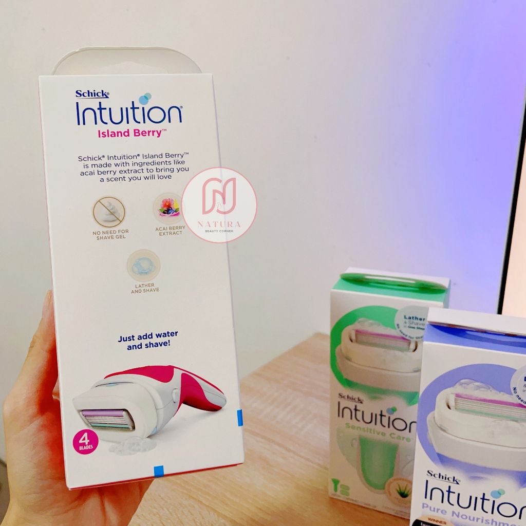 Bộ dao cạo cho nữ Schick intuition đầu bơ 1 cán + 2 đầu thay thế island berry/ pure nourishment/ sensitive c