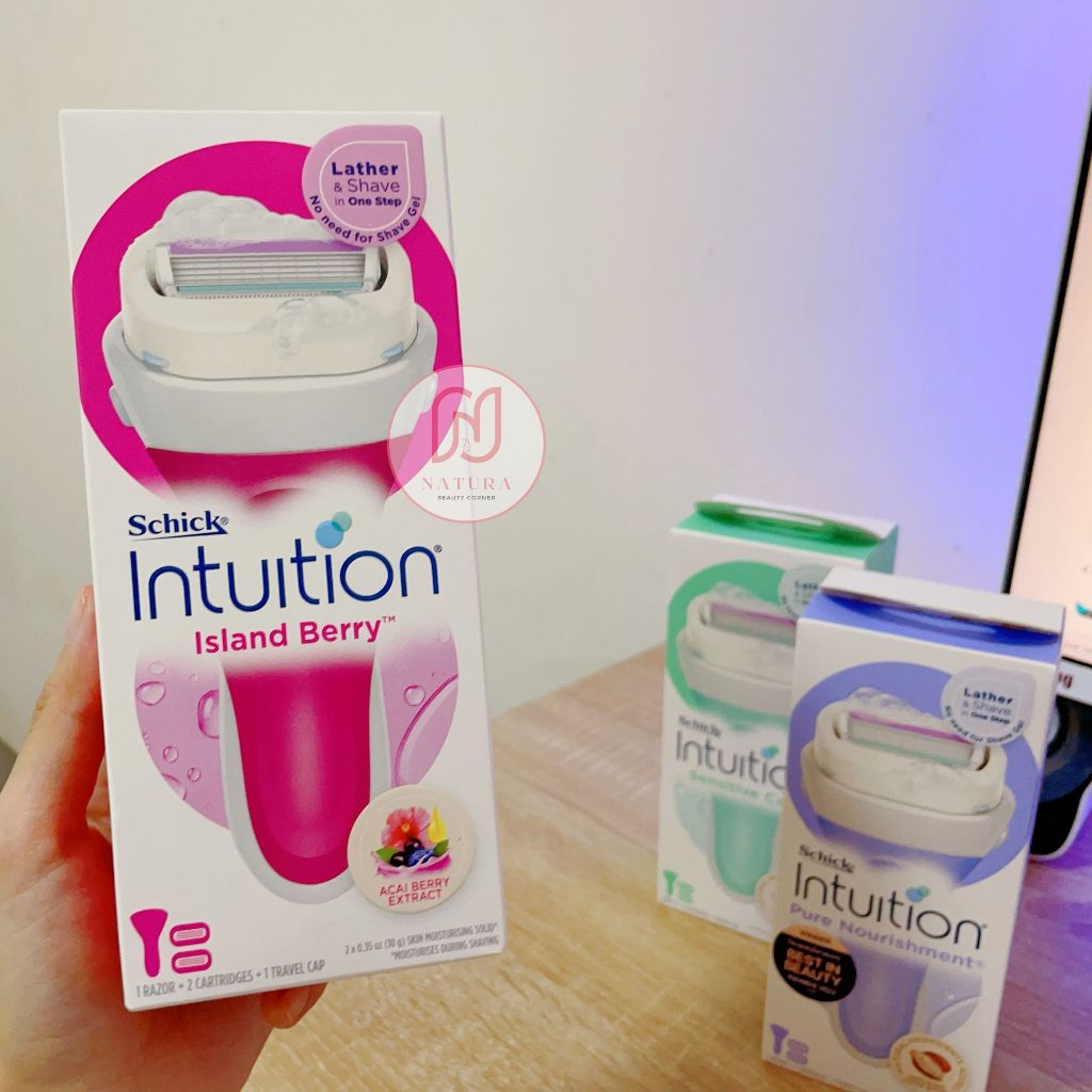 Bộ dao cạo cho nữ Schick intuition đầu bơ 1 cán + 2 đầu thay thế island berry/ pure nourishment/ sensitive c