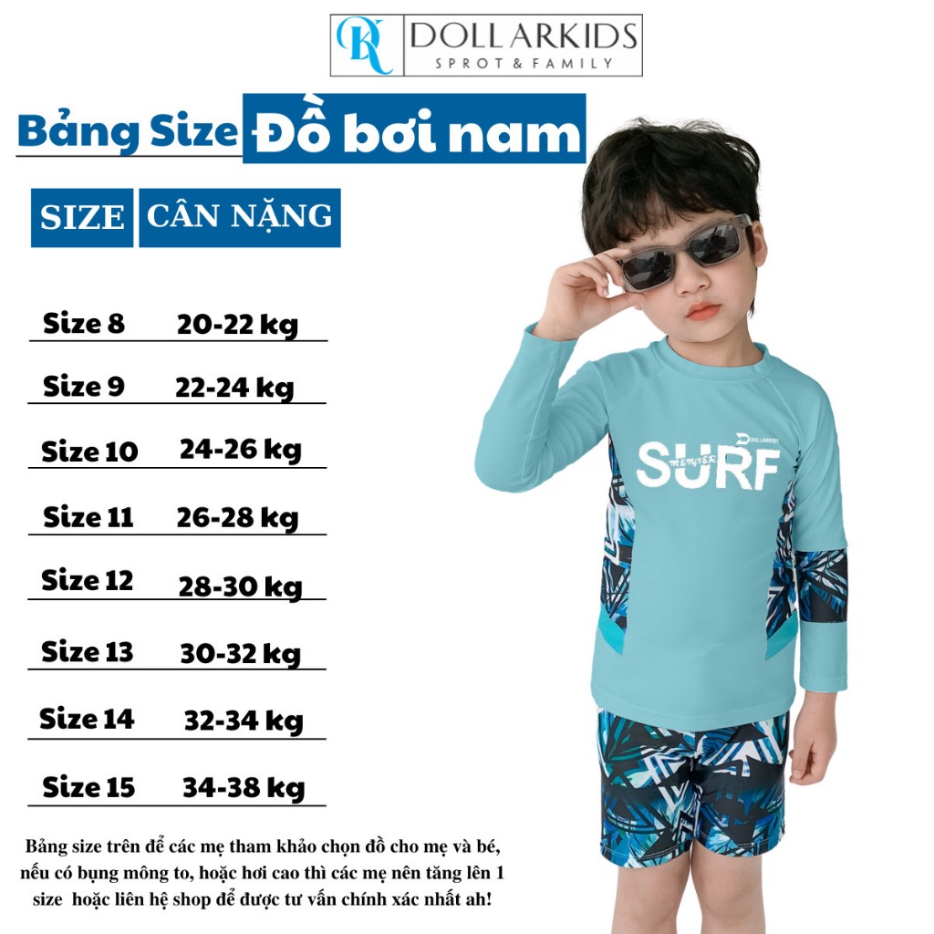 Bộ đồ bơi CAO CẤP cho bé trai và bé gái áo dài tay đi biển mã DP51 hãng DOLLAR KIDS