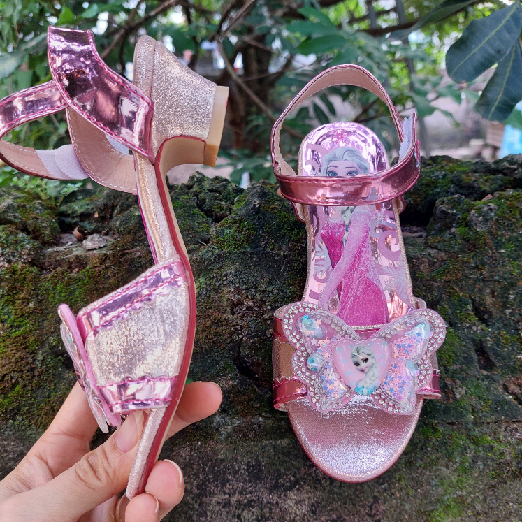 Dép sandal cho bé cao gót, dép quai nơ công chúa Elsa cho bé gái từ 3 ->10 tuổi DSD01.