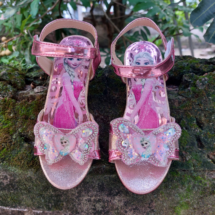 Dép sandal cho bé cao gót, dép quai nơ công chúa Elsa cho bé gái từ 3 ->10 tuổi DSD01.