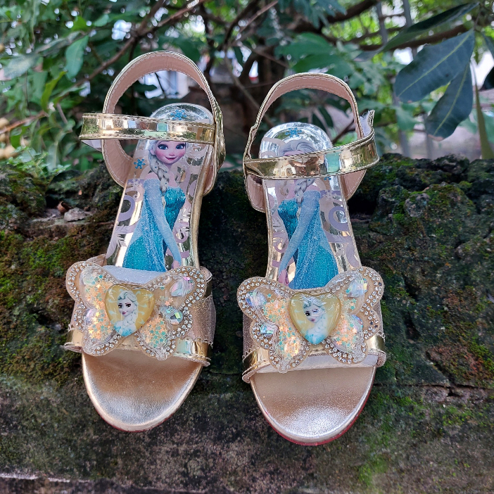 Dép sandal cho bé cao gót, dép quai nơ công chúa Elsa cho bé gái từ 3 ->10 tuổi DSD01.