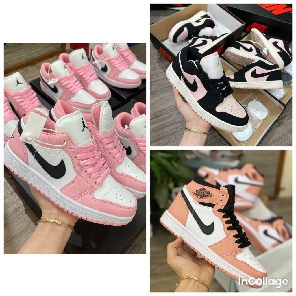 Giày Jordan Hồng cổ cao thấp Nam Nữ, Giày JD Nike_Jordan Sneaker Hàng Cao Cấp