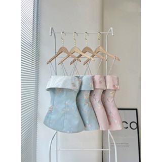 A020 Cabernet Áo Rosie hai dây chất vải hoa đá và Chân váy, chốt SET tặng quần bảo hộ freesize trị giá 100k