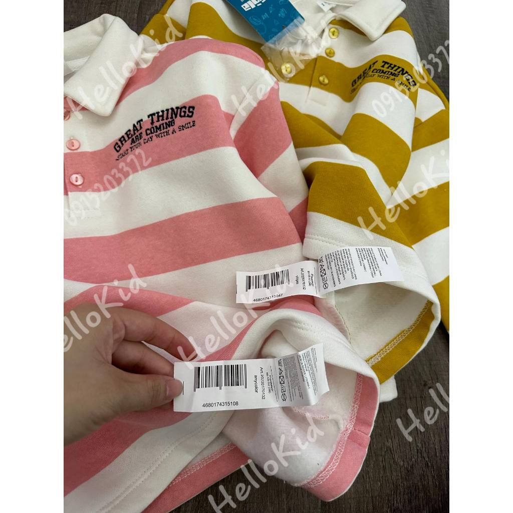 Áo polo nỉ kẻ ngang cho bé