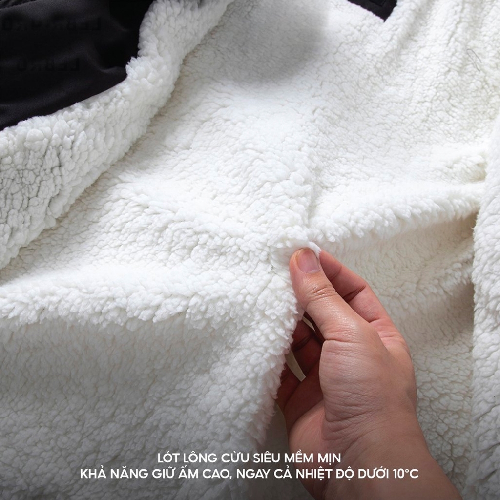 Áo khoác phao Parka nam siêu ấm LUSSO lót lông dày dặn ấm áp  Thời trang mùa thu đông có mũ lông