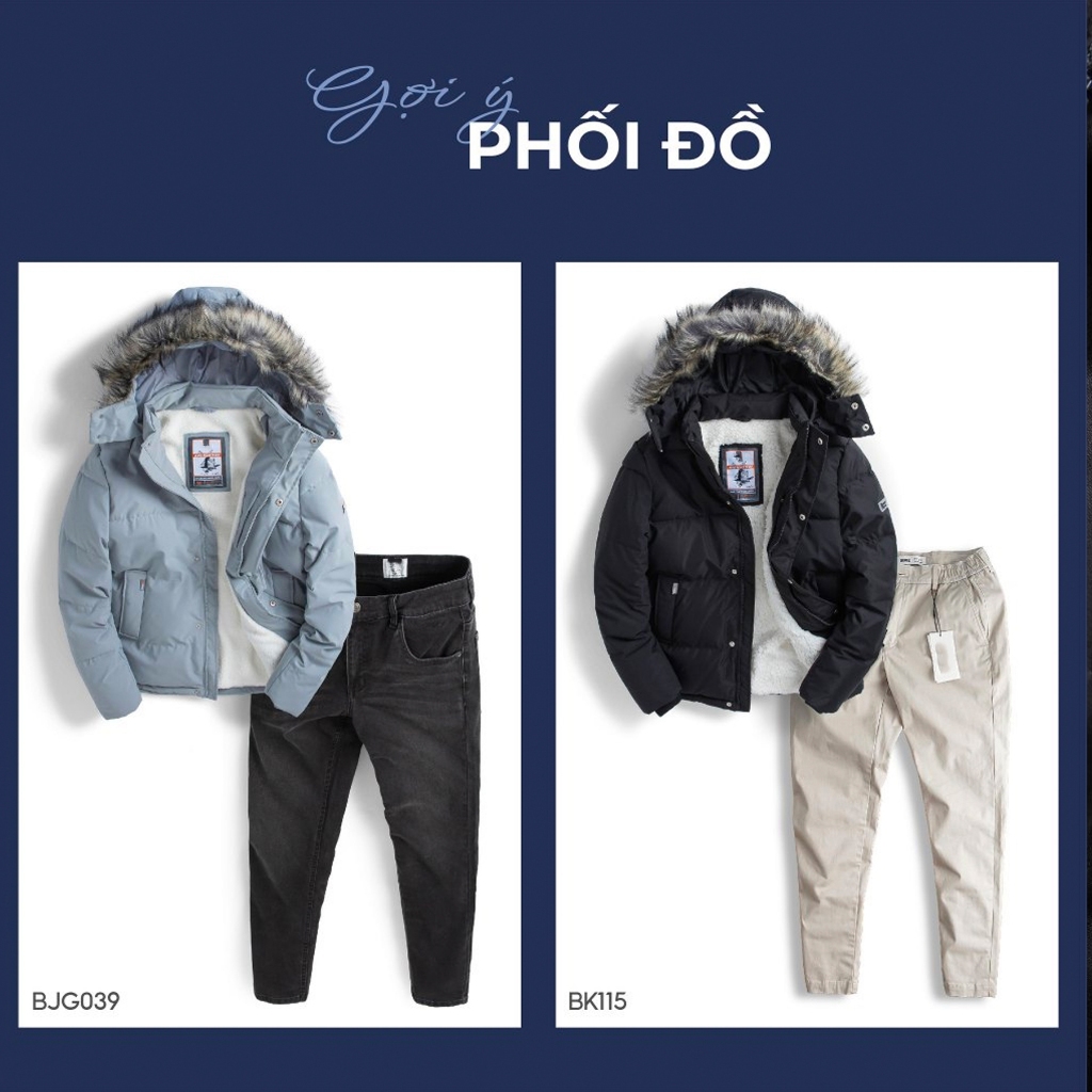 Áo khoác phao Parka nam siêu ấm LUSSO lót lông dày dặn ấm áp  Thời trang mùa thu đông có mũ lông