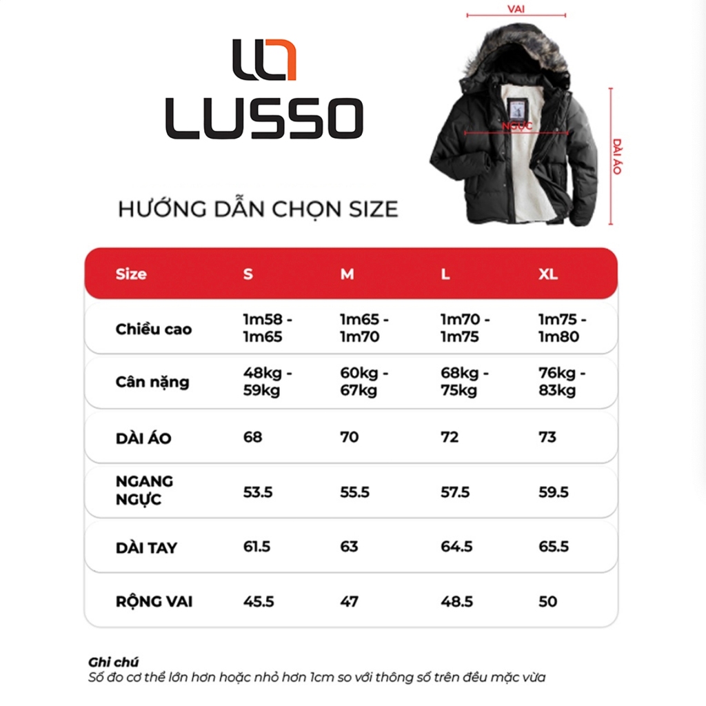 Áo khoác phao Parka nam siêu ấm LUSSO lót lông dày dặn ấm áp  Thời trang mùa thu đông có mũ lông