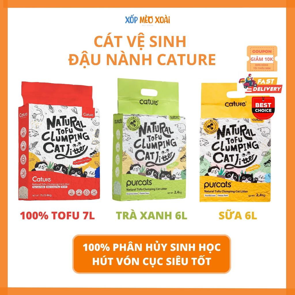 Cát vệ sinh đậu nành CATURE 7L - 2.8kg - đổ được bồn cầu - Cát vệ sinh cao cấp cho mèo