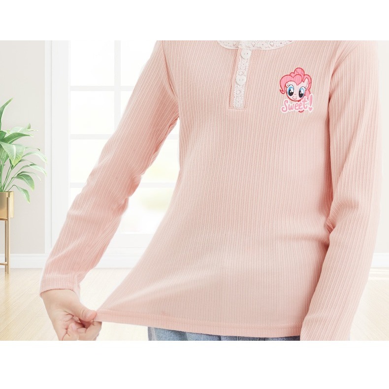 Áo thu đông cho bé gái tay dài cổ cao chất dày ấm vải đũa thêu hình hoạt hình cho bé từ 9 đến 20 kg lovekid97.store