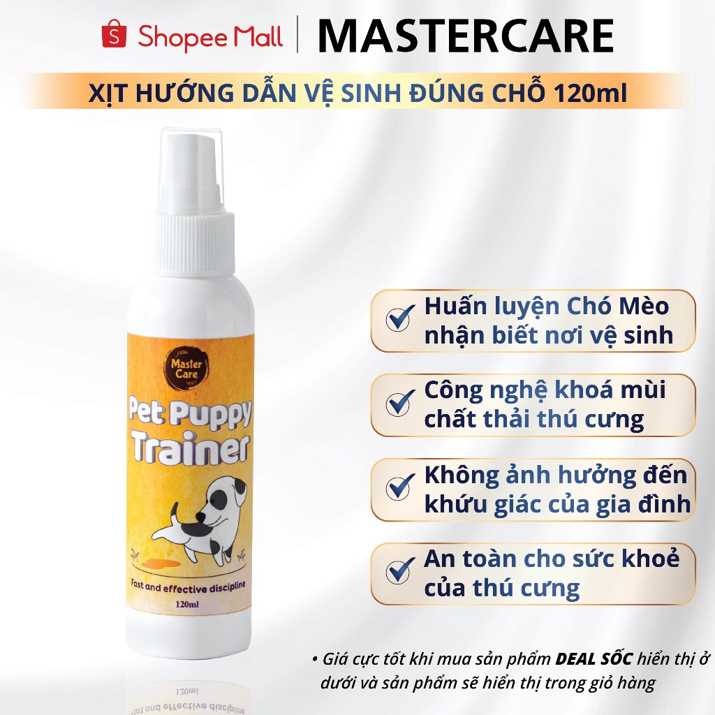 Xịt Hướng Dẫn Chó Mèo Đi Vệ Sinh Đúng Chỗ Khử Mùi Hôi Chất Thải Của Thú Cưng MASTERCARE FOR PET 120 Ml