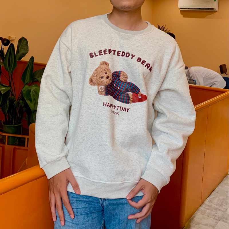 Áo sweater nỉ bông Gấu TEDDY unisex màu tiêu sáng AMORSTUDIO nam nữ mặc được có size tới 85kg
