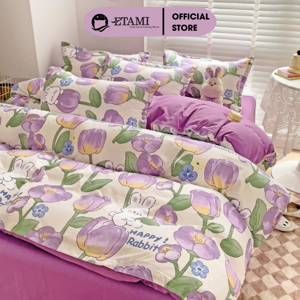 Bộ Chăn Ga Gối Cotton Poly ETAMI BEDDING Drap Giường 5 món nhiều size Ra Nệm M4 M6 M8 họa tiết dễ thương