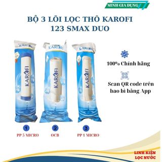 Bộ 3 lõi lọc nước karofi 1 2 3 dùng cho máy lọc nước ro