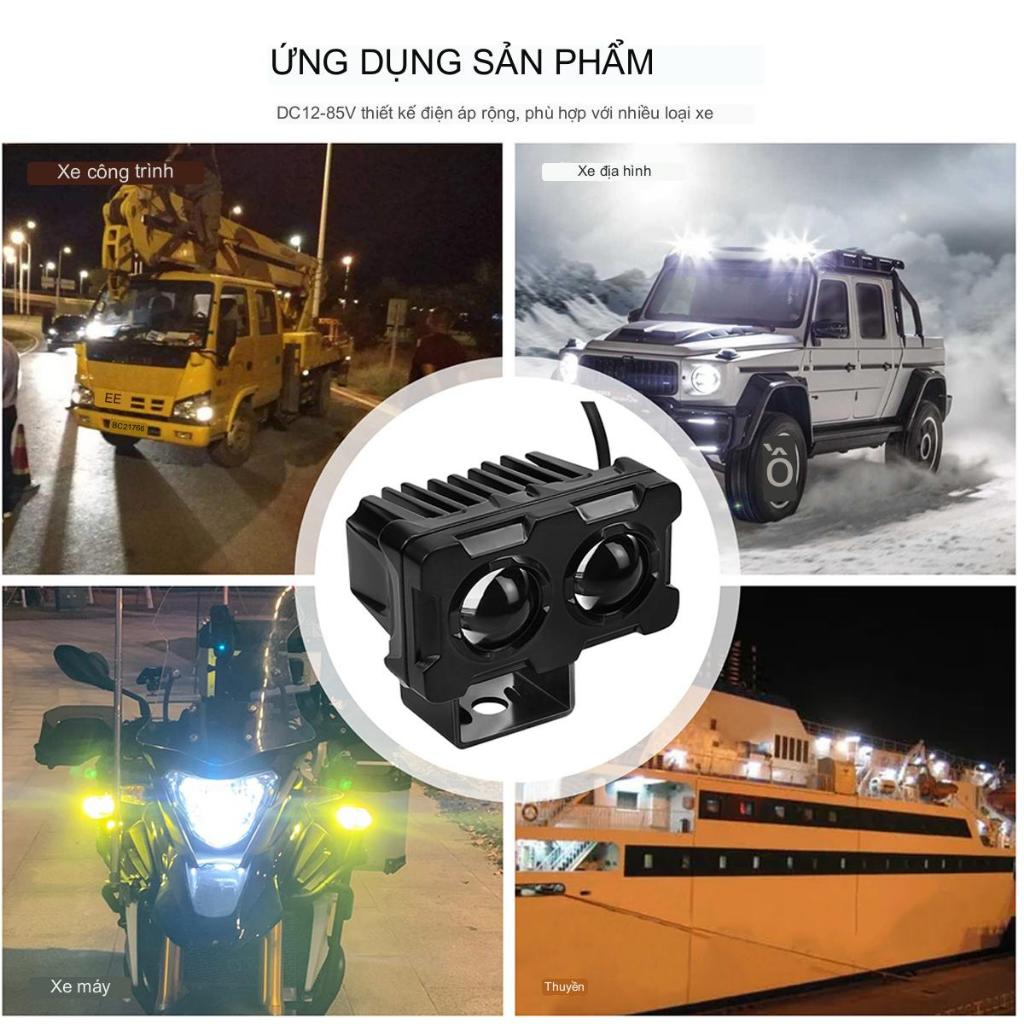 Trợ Sáng Bi Cầu S25,1 Đèn Tích Hợp 2 Bi Cầu, Đèn trợ sáng mini bi cầu 2 màu 2 mắt led,Cos Vàng Pha Trắng, Phá Sương Mù,