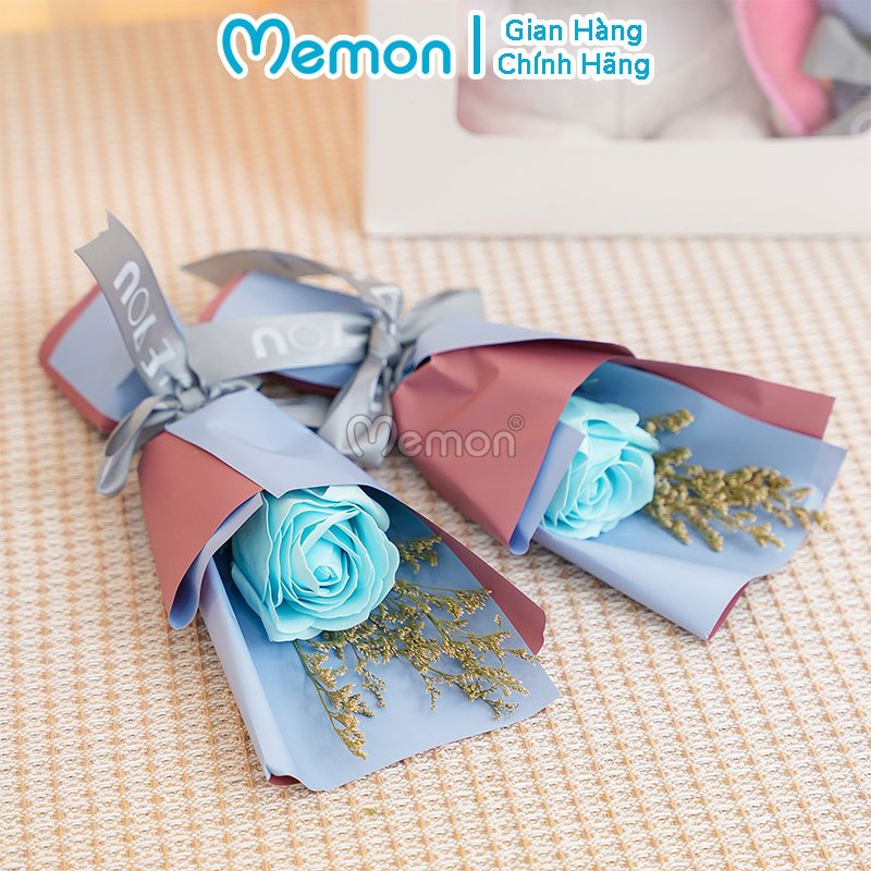 Combo Gấu Bông Hoa Sáp Thơm Tặng Kèm Túi Thiệp Đèn Dành Tặng Cho Người Thân, Món Quà Ý Nghĩa Các Dịp Lễ Cao Cấp Memon