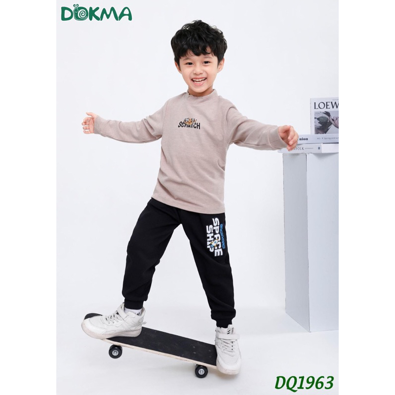 Áo cổ 3 phân dài tay Dokma vải nỉ nhung dày ấm DMA392 DA1921