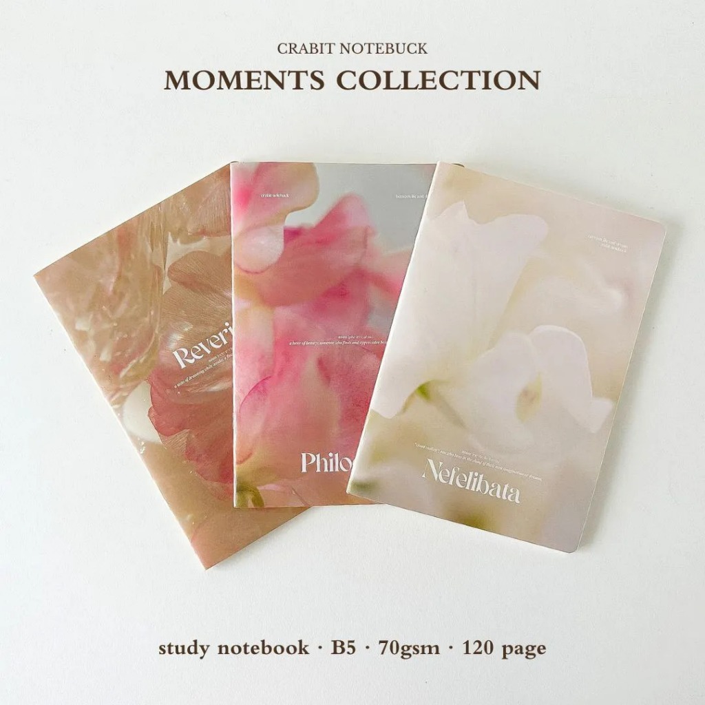 Vở Crabit kẻ ngang Moments Hoa Aesthetic - Vở học sinh, sinh viên B5 80 trang