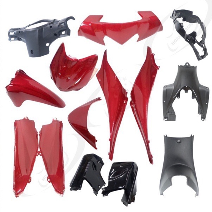 Bộ dàn áo xe WAVE S110 màu TRẮNG, ĐEN, ĐỎ   nhựa ABS nguyên sinh