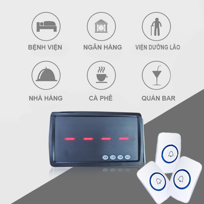 Chuông gọi phục vụ không dây dành cho quán cà phê, nhà hàng, khách sạn, quán ăn PV01