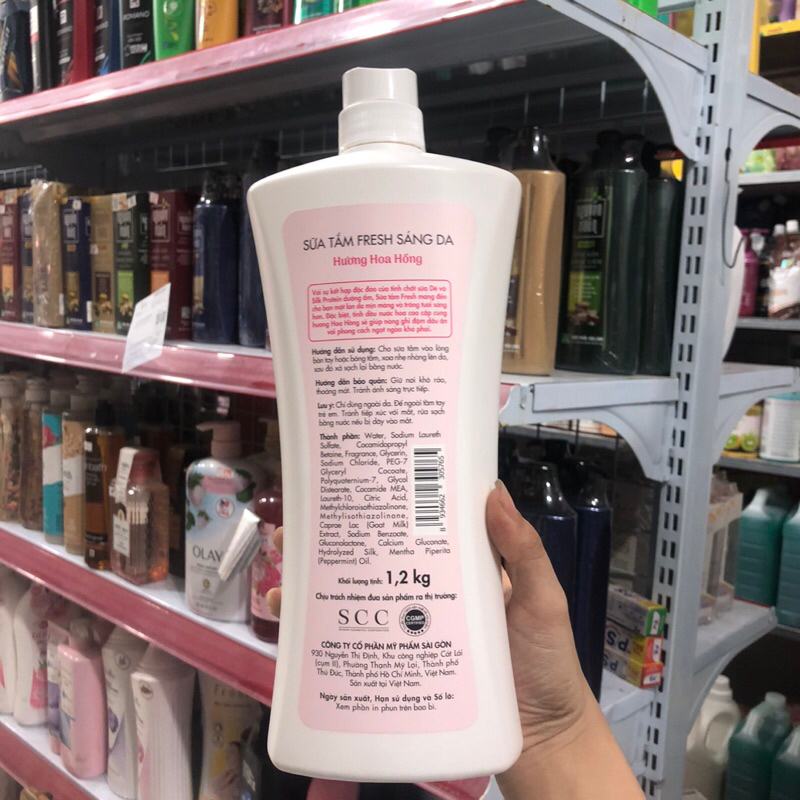 Sữa tắm Fresh sáng da hương hoa Hồng 1.2kg