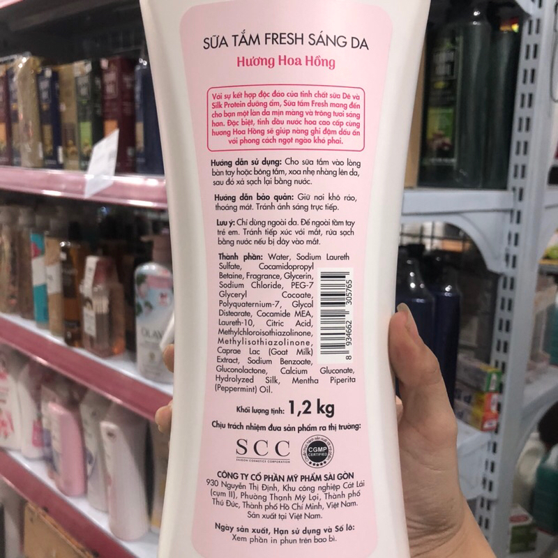 Sữa tắm Fresh sáng da hương hoa Hồng 1.2kg