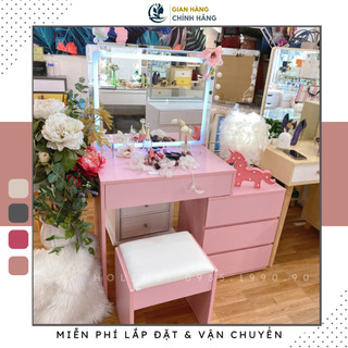 Bàn trang điểm có đèn led Goodluck đã lắp ráp làm bàn makeup hiện đại kiêm tủ đầu giường BTD02