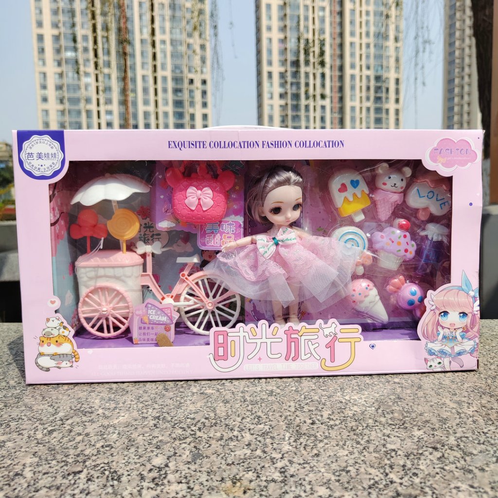 Hộp Đồ Chơi Búp Bê Xe Đạp Trắng, Chất Liệu An Toàn, Màu Sắc Bắt Mắt, Thích Hợp Làm Quà Tặng Cho Bé