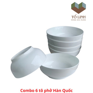 Combo 6 tô phở sứ trắng Hàn Quốc 18cm,combo 6 tô gốm sứ trắng Hàng Quốc 7 inch