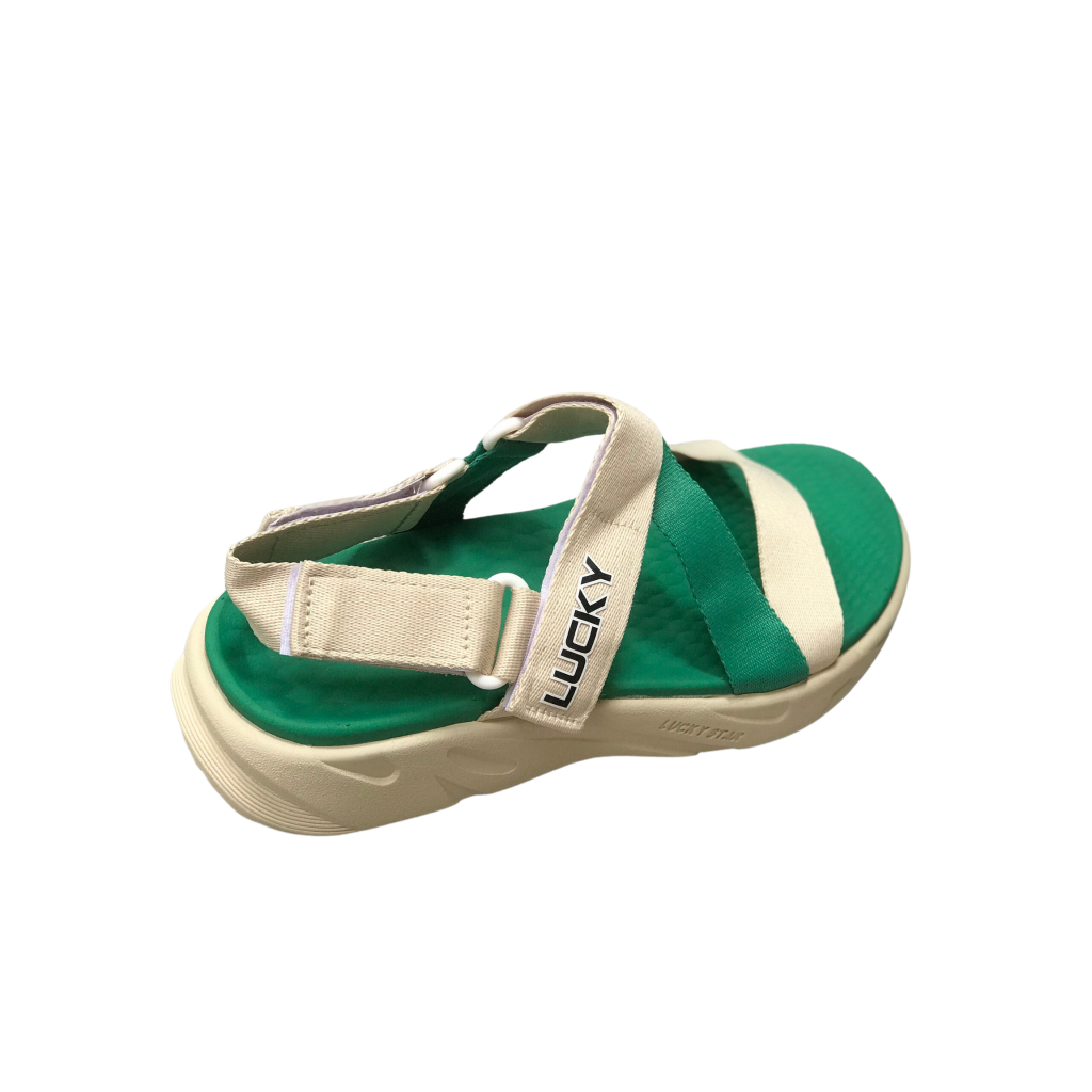 Giày Sandal Nam Nữ Lucky Unisex Quai Chữ Z Be Phối Xanh  Siêu Nhẹ Siêu Bền - Tặng kèm vớ