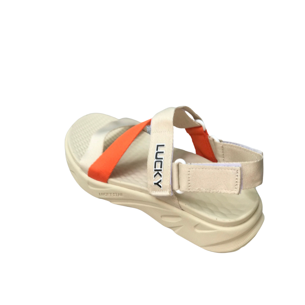Giày Sandal Nam Nữ Lucky Unisex Quai Chữ Z Be Phối Cam Siêu Nhẹ Siêu Bền - Tặng kèm vớ