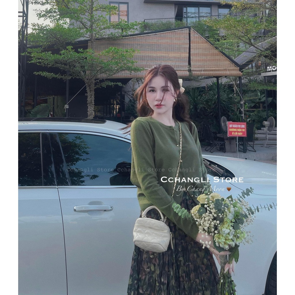 Áo Len Cardigan Dài Tay Trơn Basic Đơn Sắc Cúc Đồng Nhỏ Freesize