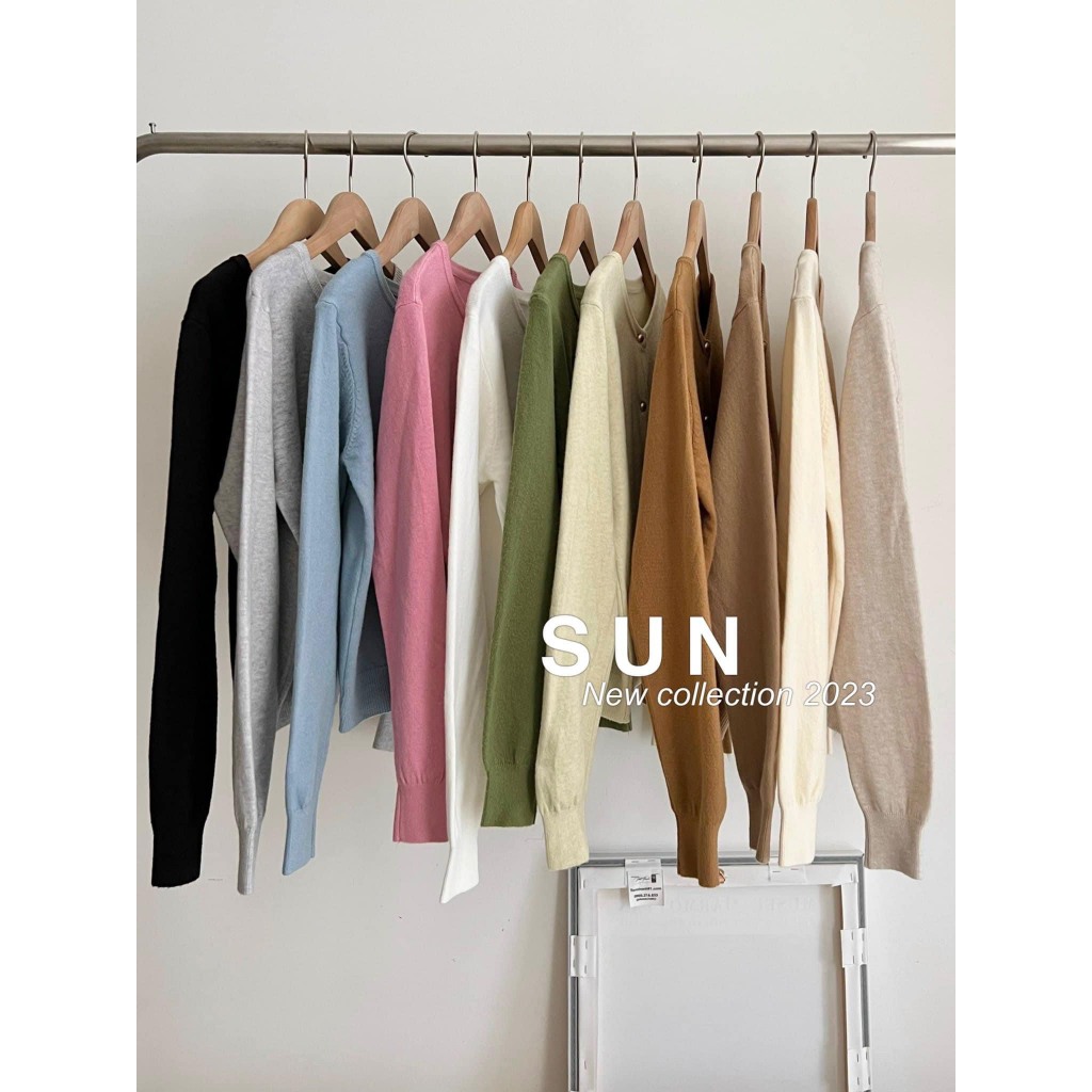 Áo Len Cardigan Dài Tay Trơn Basic Đơn Sắc Cúc Đồng Nhỏ Freesize
