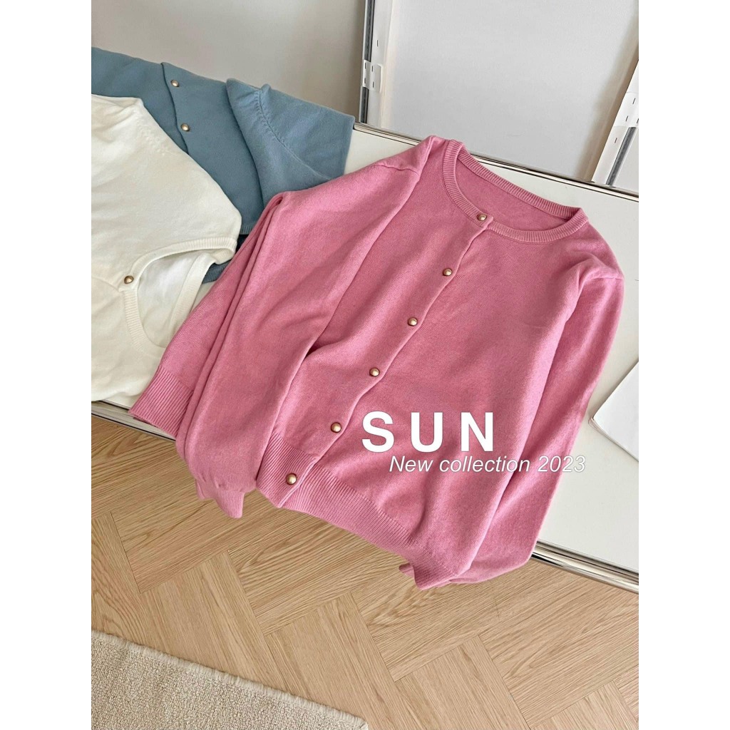 Áo Len Cardigan Dài Tay Trơn Basic Đơn Sắc Cúc Đồng Nhỏ Freesize