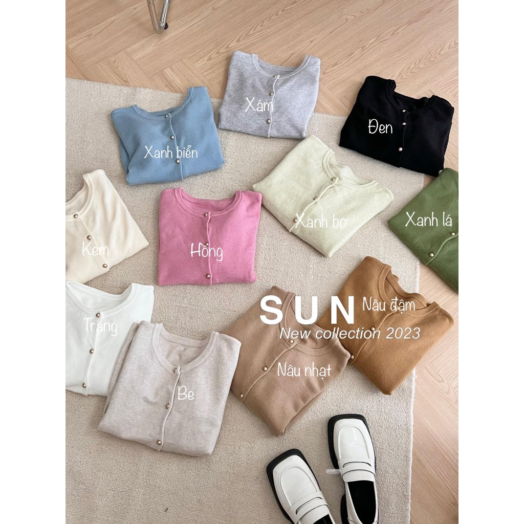 Áo Len Cardigan Dài Tay Trơn Basic Đơn Sắc Cúc Đồng Nhỏ Freesize