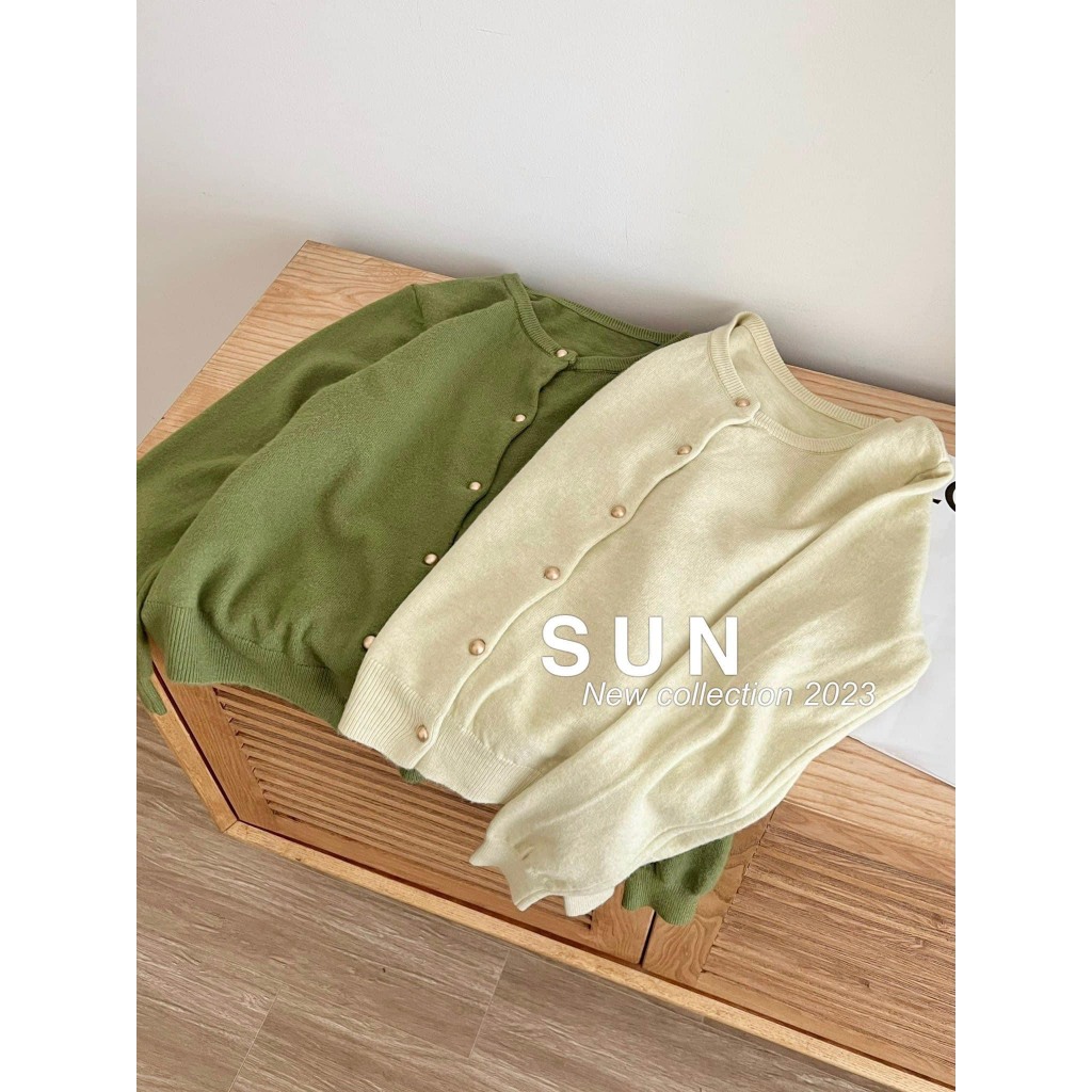 Áo Len Cardigan Dài Tay Trơn Basic Đơn Sắc Cúc Đồng Nhỏ Freesize
