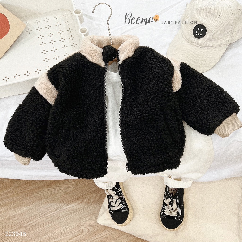 Áo khoác lông cừu beemo cho bé trai từ 9-23kg, bé mặc đi học đi chơi đi tiệc đều rất sang chảnh và ấm áp