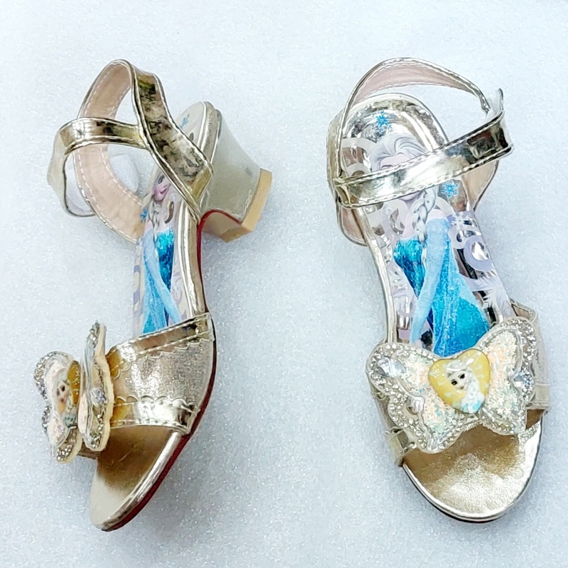 Dép sandal cho bé cao gót, dép quai nơ công chúa Elsa cho bé gái từ 3 ->10 tuổi DSD01.