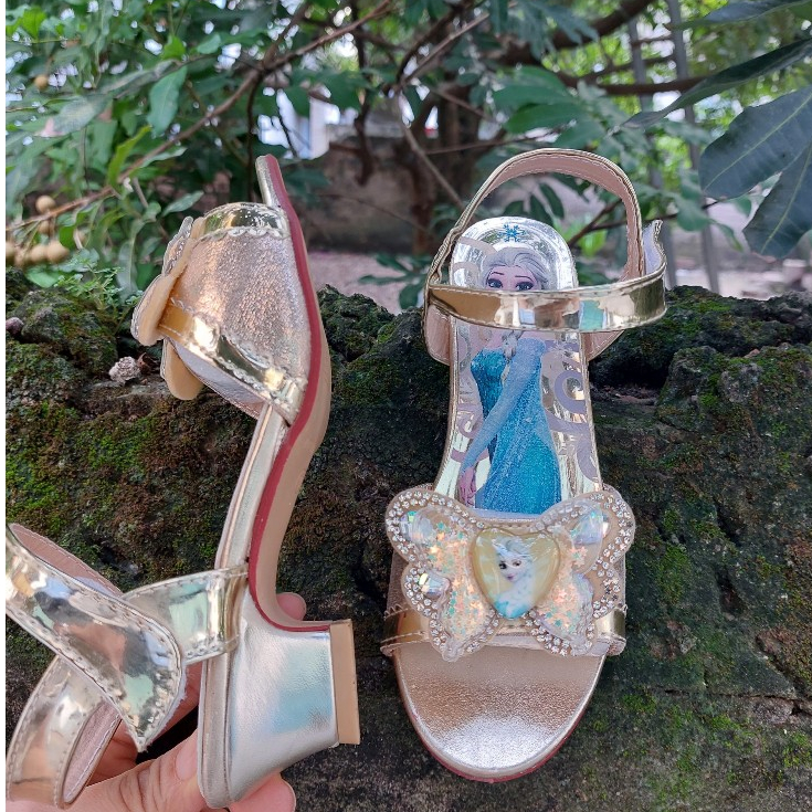 Dép sandal cho bé cao gót, dép quai nơ công chúa Elsa cho bé gái từ 3 ->10 tuổi DSD01.