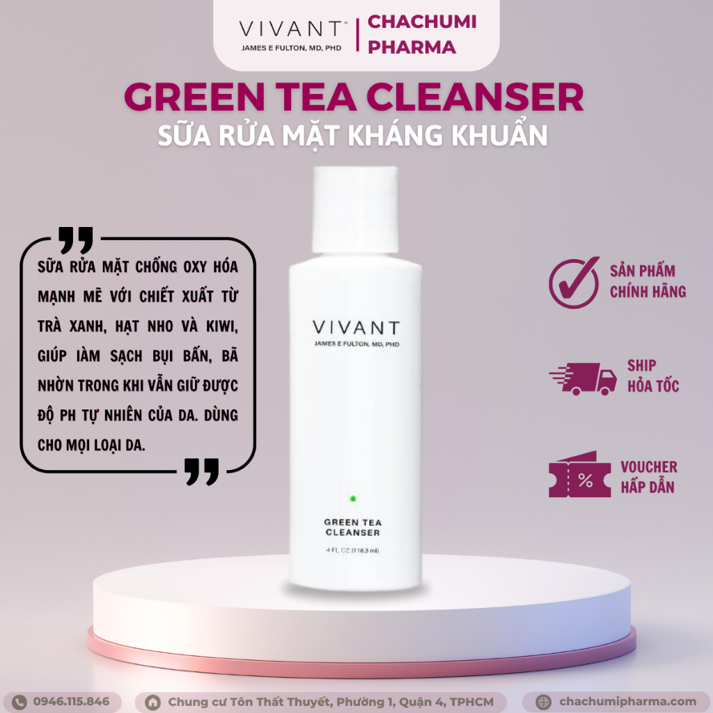Sữa rửa mặt Vivant Green Tea Antioxidant Cleanser 118.3ml