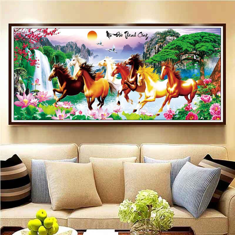 Tranh thêu kín Mã Đáo Thành Công , Tranh chưa thêu