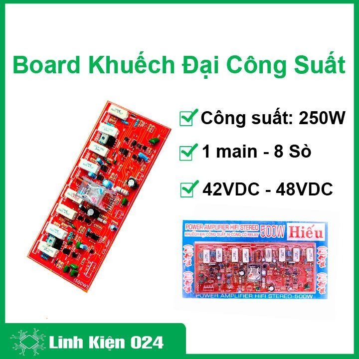 Board khuếch đại công suất 1 main - 8 Sò, Có Relay bảo vệ chính hãng
