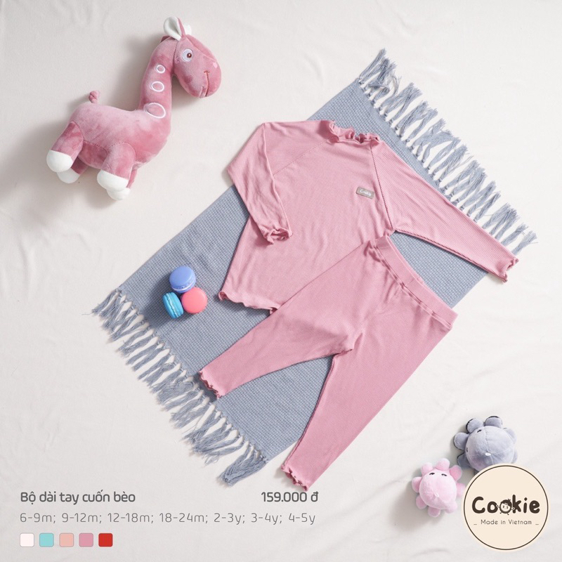 COOKIE - Bộ dài tay cuốn bèo cho bé gái họa tiết trẻ em