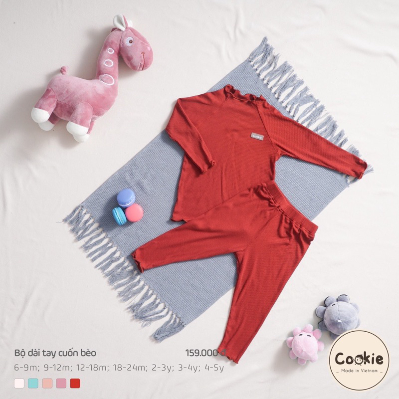 COOKIE - Bộ dài tay cuốn bèo cho bé gái họa tiết trẻ em