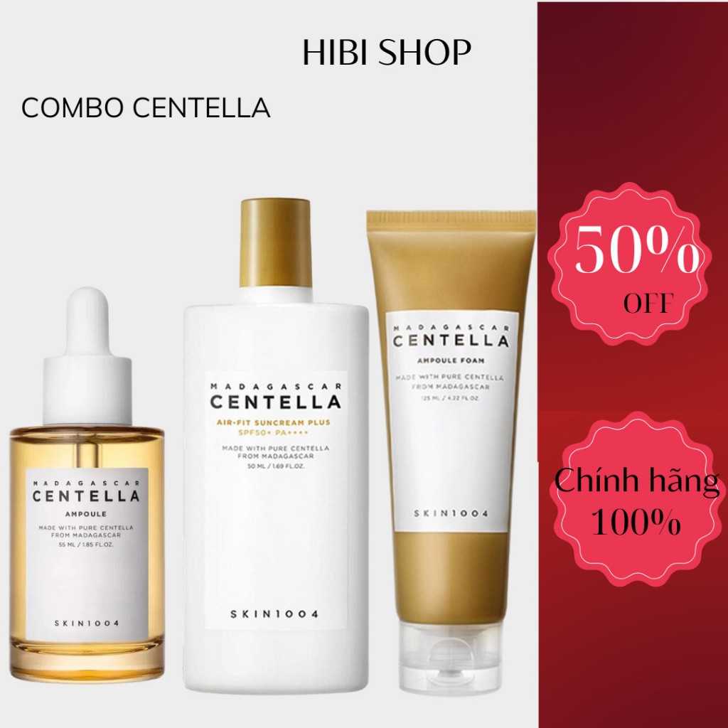 Combo Kem chống nắng + Serum Skin1004 Madagascar Centella Air-fit Suncream Plus SPF50+ PA++++ )