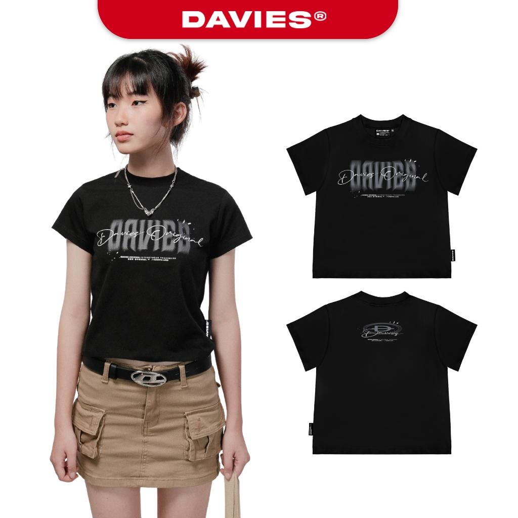 Áo thun baby tee tay ngắn nữ màu đen Fade local brand Davies | D32-T9