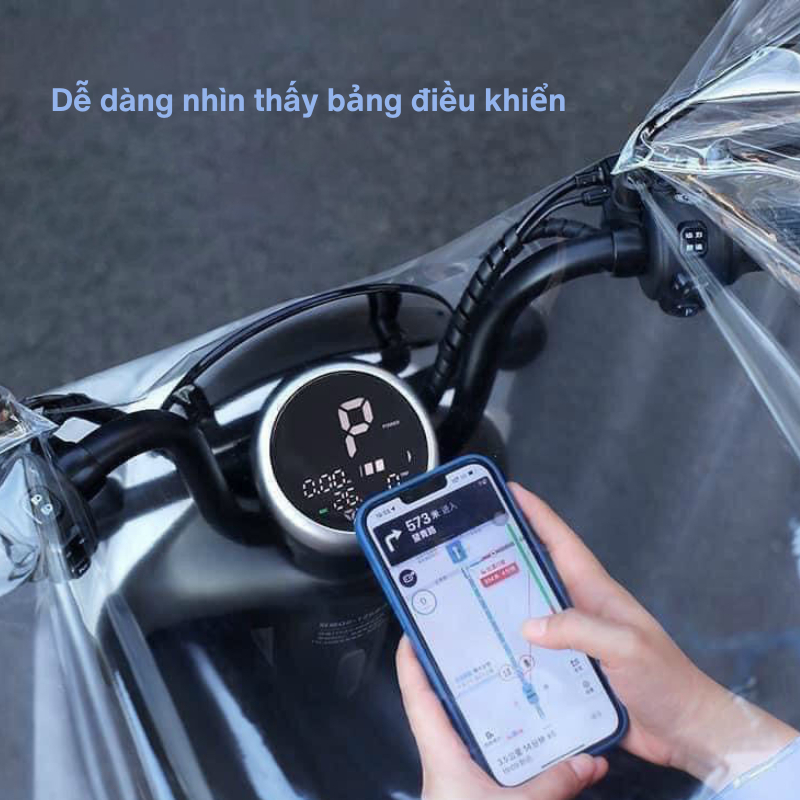 Áo mưa nửa trước trong suốt cho mẹ và bé DELADEP kèm kính chắn mưa, che phủ toàn thân, tà áo siêu rộng siêu bền AMP02